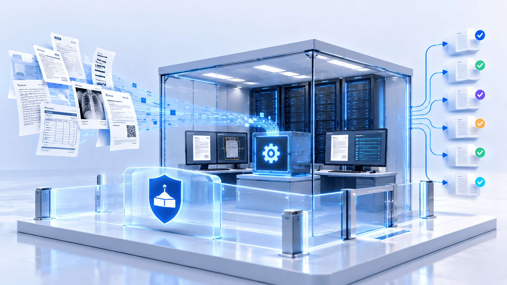 Single-node DocxIntel evaluation sandbox running on one GPU host inside a customer network